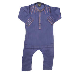 <b>Boys</b> Embroidered <b>Kurta</b> Shalwar Suit - Navy Blue - Product Image 2