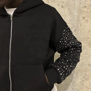 Nuevo 2025 diseño Premium sudaderas con capucha para hombres transpirable personalizado básico Rhinestone sudaderas con capucha hombres para la venta - Product Image 6