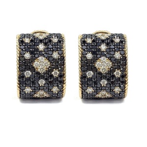 Fournisseur de bijoux de Hong Kong, qualité supérieure, vintage, or jaune 18 carats, diamants blancs et noirs naturels, boucles d'oreilles pour femmes, mariage - Product Image 1