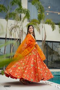 Anarkali ชุดแฟนซีพิมพ์ลายแบบบานออกได้แคตตาล็อกเต็มรูปแบบมีจำหน่ายในอัตราที่ขายส่งชุดผ้าไหมพิมพ์ดิจิตอล - Product Image 3