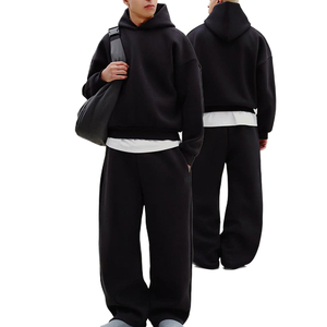 Survêtement en éponge français lourd pour hommes 500 GSM sweat à capuche en coton et joggeurs coupe ample survêtement personnalisé survêtement 100% coton - Product Image 2