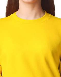 Women <b>Crewneck</b> Sweatshirt Bright Yellow Fleece Plain OEM Custom Logo Printing Winter Casual Wear 100% Cotton Sale - Product Image 6