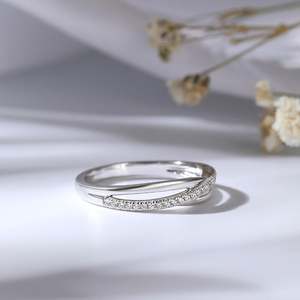 Jeulia Eternal Promise Crossover Design Sterling <b>Silver</b> Women's Anniversary Band with Zircon - Product Image 5