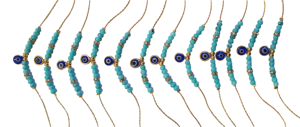 Bracelets en macramé faits main de style bohème variés, modèle DAFNI 44, avec perles œil porte-bonheur - Cadeaux promotionnels originaux - Product Image 6