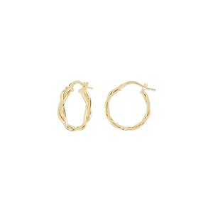 Pendientes de Aro Estilo Trenzado de Alta Calidad al por Mayor, Amarillos, Tres Tubos, 15 mm, Chapados en Oro de 18K, Plata de Ley 925 - Product Image 1
