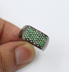 Bague en argent sterling 925 émeraude zambienne naturelle rubis à facettes pierre taillée bague en argent pierre précieuse - Product Image 5