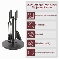 Ensemble d'outils pour foyer Buxton 5 pièces en fer forgé nickel noir avec support, accessoires pour foyer et brasero