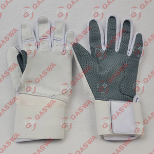 Gants de frappe de baseball à manchette longue en cuir de vachette de couleur blanche et grise de la meilleure qualité personnalisée - Product Image 6