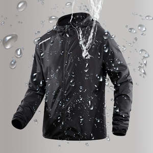 Chaqueta cortavientos con capucha impermeable para hombre, fabricante de ropa OEM al por mayor con logotipo personalizado, fina para exteriores, senderismo, correr - Product Image 3