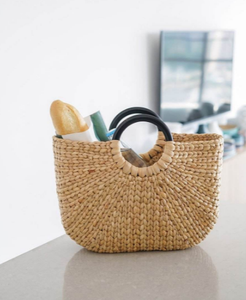 กระเป๋าถือผักตบชวาทอมือเป็นมิตรกับสิ่งแวดล้อมถุงผ้าทอธรรมชาติสำหรับชายหาดช้อปปิ้งหรือใช้ในชีวิตประจำวัน - Product Image 3