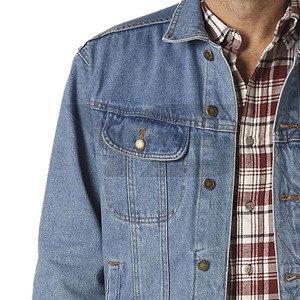 Veste en jean décontractée de haute qualité pour hommes, nouveau style tendance, décoration à boutons, fourrure, logo personnalisé imprimé, traitement par revêtement de tissu OEM - Product Image 2