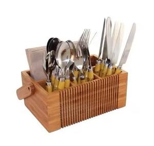 New Style Handmade Wooden flatware <b>storage</b> Tableware Stylish Durable <b>Storage</b> Holders Racks - Product Image 5