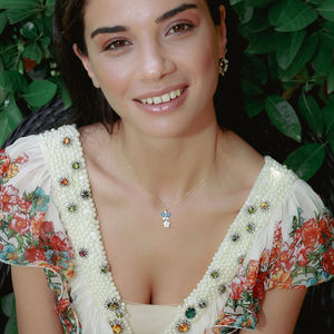 Collier à breloque en argent Sterling 925, aigue-marine en Zircon, fleur, pendentif, Collection de bijoux d'été - Product Image 4