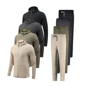 Ensemble de survêtement pour homme en coton de haute qualité, couleur unie, décontracté, chaud, élégant, tendance, streetwear - Product Image 3