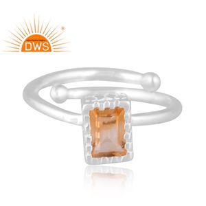 เครื่องประดับอัญมณีซิทรีนธรรมชาติปรับได้ดีไซน์แบบทำด้วยมือเงินสเตอร์ลิงปรับได้ตามต้องการ - Product Image 2