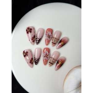 Rose Cocoa Bloom Press on Nail Art - Product Image 3