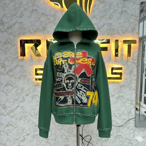 เสื้อฮู้ดมีซิปมีฮู้ดสำหรับผู้ชายสีพลัสไซส์ - Product Image 6