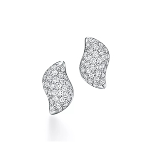 Modern Irregular Shape Diamond <b>Stud</b> Earrings In Platinum Pavé Setting - Product Image 1