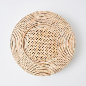 Placa de mimbre redonda hecha a mano para boda, almohadilla de servicio vintage, cargador, oferta - Product Image 1