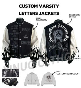 Chaqueta Bomber Universitaria de Cuero Genuino de Invierno Personalizada con MOQ Bajo para Hombre, Estilo Universitario, Vintage, Bordada, Abrigo de Lana Sólido - Product Image 5