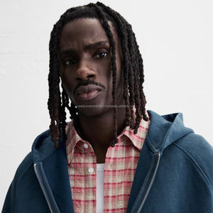 เสื้อมีฮู้ดผู้ชายผ้าฝ้าย100% ย้อนยุคทรงบ็อกซี่เสื้อมีฮู้ดโลโก้พลอยเทียมแบบกำหนดเอง - Product Image 5