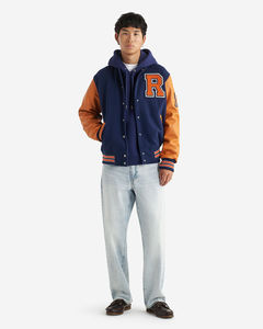 Veste en cuir à design avant, patchs brodés, veste de baseball vintage, veste universitaire, veste bomber pour hommes en usine - Product Image 4