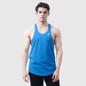Débardeur de sport XL respirant à dos nageur avec capuche, bleu, en polyester et élasthanne, pour fitness, entraînement et musculation, couleur unie ou imprimé - Product Image 3