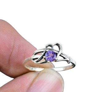Bijoux pour femmes Bague style boho en argent Bijoux en argent sterling 925 Améthyste Gemstone Tendance Bague faite main Cadeau pour l'amour - Product Image 1