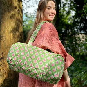 กระเป๋าผ้านวมสไตล์วินเทจโบโฮสำหรับผู้หญิงกระเป๋าเดินทางผ้าคอตตอนพิมพ์ลายคุณภาพใช้งานทุกวันโลโก้ตามสั่ง - Product Image 1