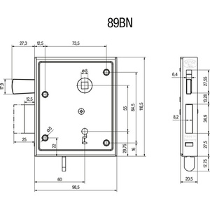 Universal 89 BK/ PK DIN Bicycle <b>Lock</b> Left/Right BB Lifting <b>Latch</b> with 60 mm Backset Bever Brand - Product Image 3