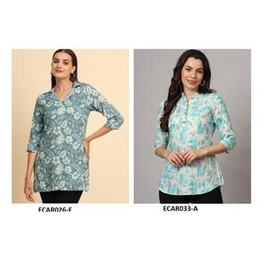 Kurti de rayón de algodón para mujer de exportador indio para ropa de verano elegante estampado detalle liso teñido disponible a granel cantidad - Product Image 1
