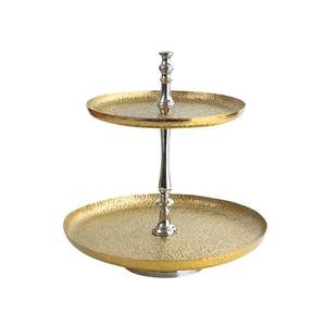 Hot Selling Modern Design Aluminium 2 <b>Tier</b> <b>Cake</b> <b>Stand</b> Silver Metal Hammered Finish Eco-Friendly Dishwasher Safe Dessert Display - Product Image 6
