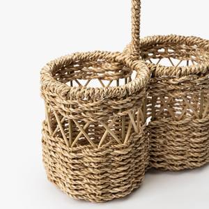 Cubiertos de algas marinas tejidas de estilo rústico para encimera con asa, organizador de cubiertos de mimbre para restaurante de Hotel en casa - Product Image 5