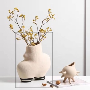 แจกันด้ามจับสองด้านสีขาวทรงกลมสำหรับตกแต่งอย่างหรูหราพร้อมจอแสดงผลยาวเหมาะสำหรับงานแต่งงานและจัดแต่งทรงผมที่บ้าน - Product Image 2