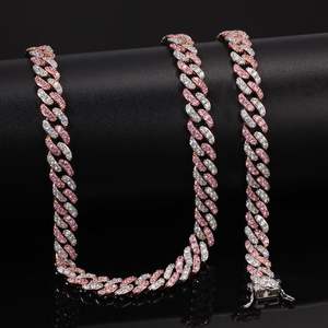 Venta caliente Hip-Hop Moissanite Collar personalizado Color diamante cadena cubana en varios tamaños estilo callejero regalo perfecto - Product Image 3