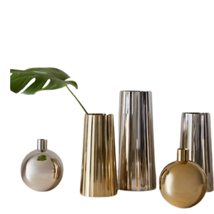 Florero hecho a mano con acabado dorado, mesa de mesa, jarrón hecho a mano, centro de mesa moderno decorativo, jarrón para decoración del hogar de boda - Product Image 6