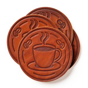Best selling leather coasters with elegant <b>aesthetic</b> and high durability made for stylish table presentation - Product Image 4