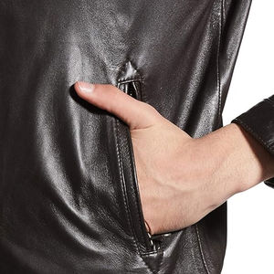 Chaqueta de cuero para hombre para motorista desgastada piel de cordero genuina material de alta calidad precio al por mayor chaqueta de cuero de piel de oveja para hombre - Product Image 4