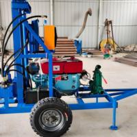 Machine de forage de puits d'eau portable à roues, tractable, à moteur diesel, hydraulique, rotative, avec circulation de boue - Vente chaude
