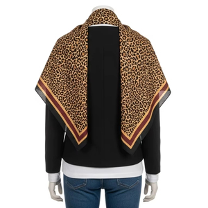Ethnic Scarves with <b>Leopard</b> Pattern and Silk Screen <b>Printing</b> Soft Lightweight Fashion Accessory Wear Shawl Scarf Wrap - Product Image 2