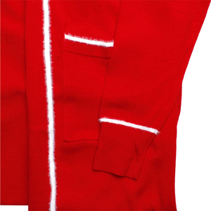 TITLISTS Casual Plus Size Sorority Greek Apparel Knitted University College V Neck Women's Fringe Red Cardigan Sweater - Product Image 5