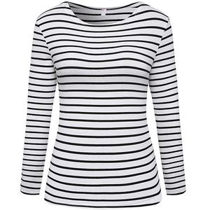 Chemises de sport à manches longues rayées pour femmes, protection solaire UV, t-shirts en polyester, séchage rapide, légers, rafraîchissants, pour la course à pied et le yoga - Product Image 1