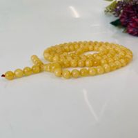 Collier Mala Bouddhiste en Ambre Jaune de la Baltique, Perles Naturelles de 8 mm, Fait Main, Certifié par un tiers, Cadeau