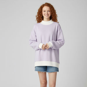 Premium haute qualité femmes Streetwear col montant hiver sweat avant coton polaire mélange grande taille - Product Image 1