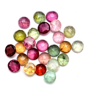 25 Pcs Natural Multi Tourmaline 4mm Round Rosecut 3mm Thick Gemstone 4.35 Cts Iroc Sales High Quality Loose Stone Faceted Cab - Product Image 5