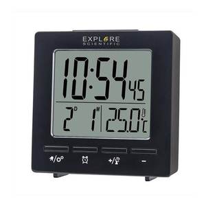 Reloj Despertador de Escritorio Multifunción con Control por Radio, Color Negro, Explore Scientific RDC1005BLK - Product Image 1