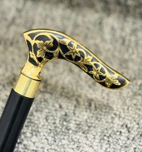 Estilo Vintage Latón Negro Diseñador Cabeza Mango Eje de madera Bastón - Product Image 6