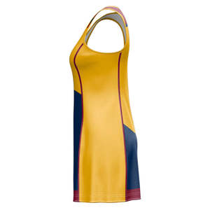 Women's Yellow Blue Sublimated Netball <b>Dress</b> Seamless Polyester Sportwear Casual <b>Dress</b> for Adults - Product Image 2