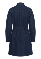 Vestido Camisero Vaquero Personalizado al por Mayor para Mujer, Sin Mangas, con Cremallera Frontal, Casual, Tejido, Fruncido, Largo hasta la Rodilla, Cintura Elástica, Encaje, Corte en A