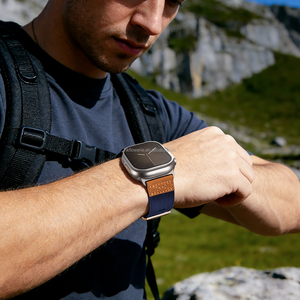 Correa de reloj de senderismo de cuero genuino y nailon para Apple Watch Ultra 3 de 49 mm, correa deportiva transpirable y resistente al sudor para hombre - Product Image 6